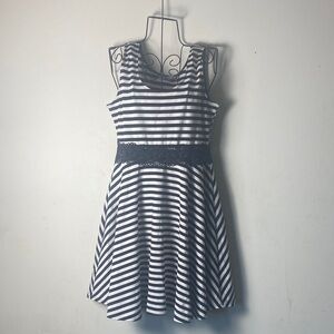 Elegant Monochrome Striped Kids Dress
